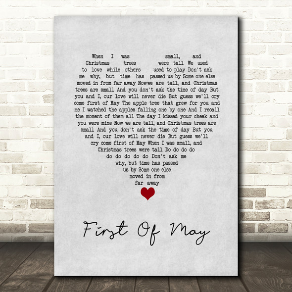 Bee Gees First Of May Grey Heart Song Lyric Music Art Print