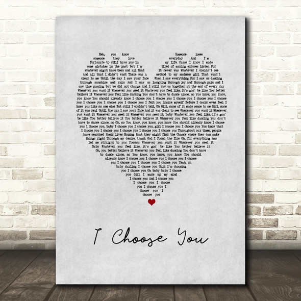 Paris I Choose You Grey Heart Song Lyric Music Art Print