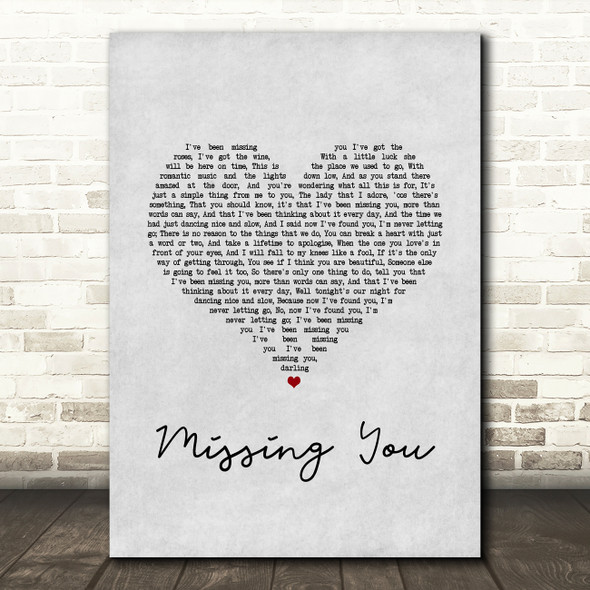 Chris De Burgh Missing You Grey Heart Song Lyric Music Art Print