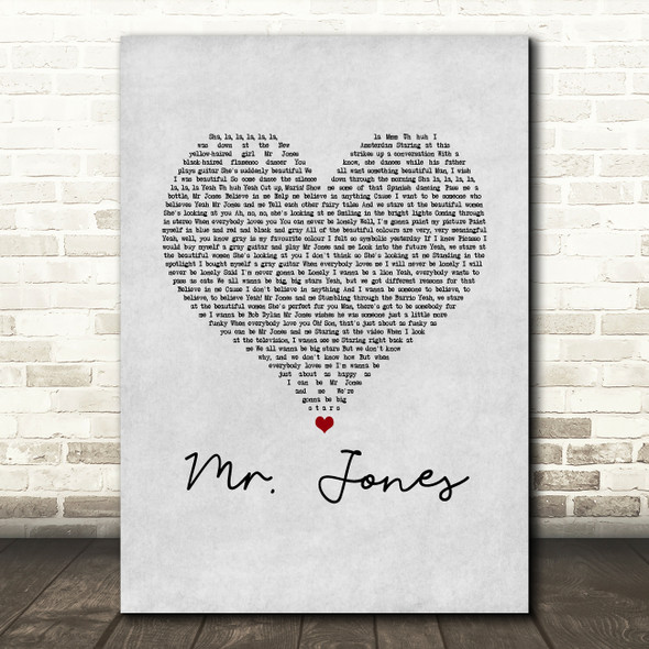 Counting Crows Mr. Jones Grey Heart Song Lyric Music Art Print