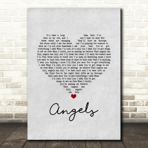 Joshua Radin Angels Grey Heart Song Lyric Music Art Print