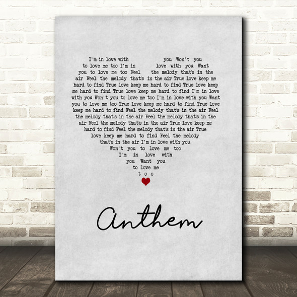 N joi Anthem Grey Heart Song Lyric Music Art Print