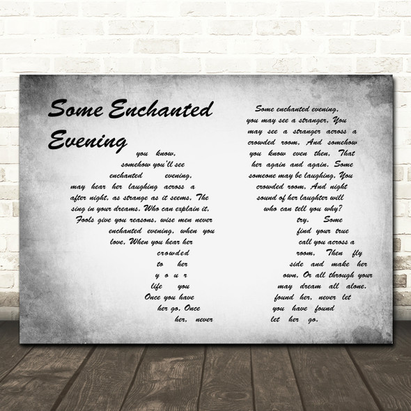 South Pacific Some Enchanted Evening Man Lady Couple Grey Song Lyric Music Art Print