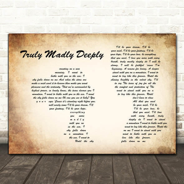 Savage Garden Truly Madly Deeply Man Lady Couple Song Lyric Music Art Print