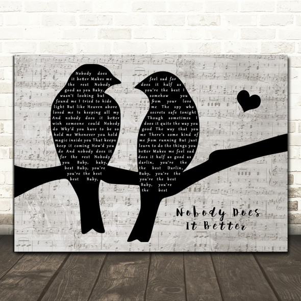 Carly Simon Nobody Does It Better Lovebirds Music Script Song Lyric Music Art Print