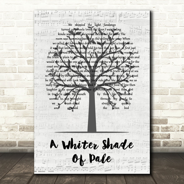 Procol Harum A Whiter Shade Of Pale Music Script Tree Song Lyric Music Art Print