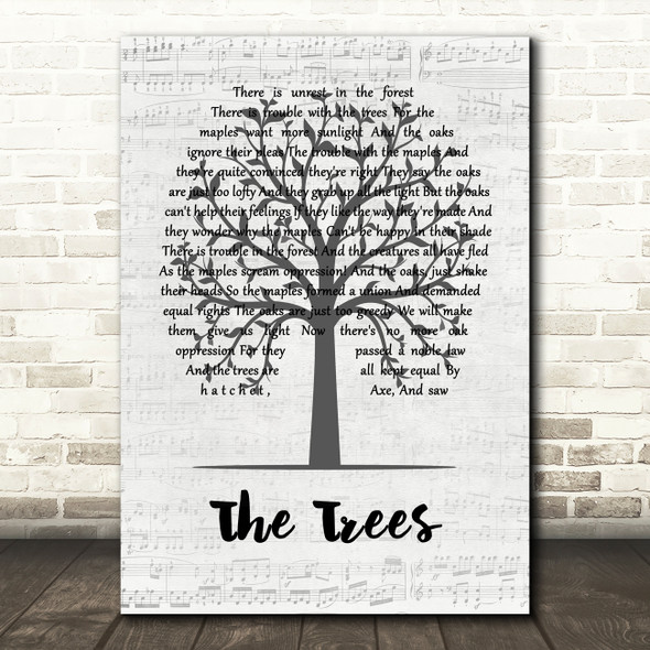 Rush The Trees Music Script Tree Song Lyric Music Art Print