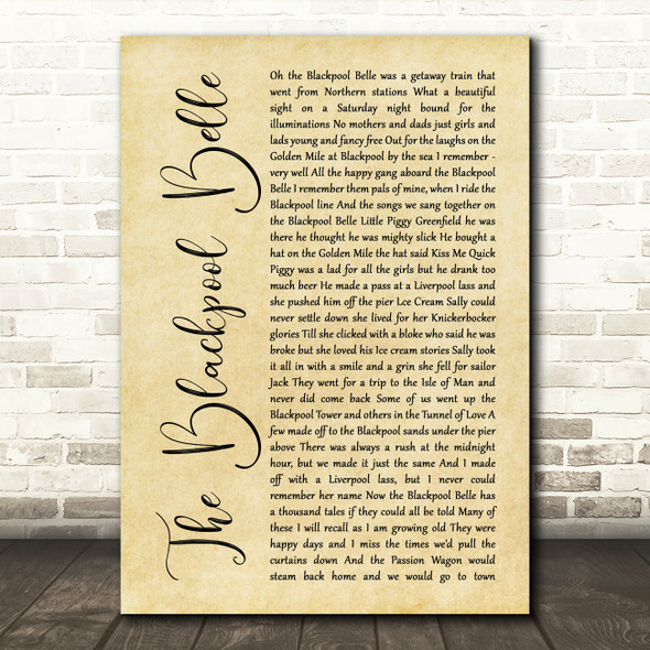 Houghton Weavers The Blackpool Belle Rustic Script Song Lyric Music Art Print