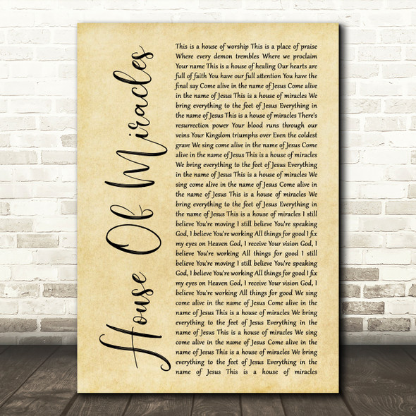 Brandon Lake House Of Miracles Rustic Script Song Lyric Music Art Print