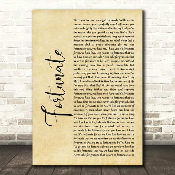 Lathun Fortunate Rustic Script Song Lyric Music Art Print