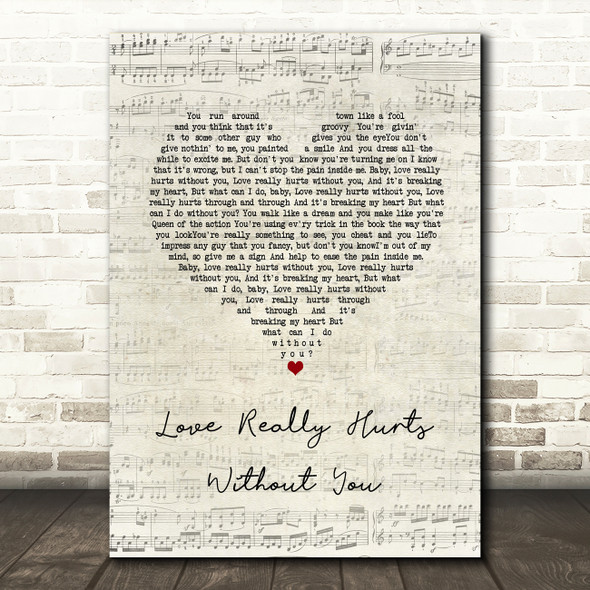 Billy Ocean Love Really Hurts Without You Script Heart Song Lyric Music Art Print