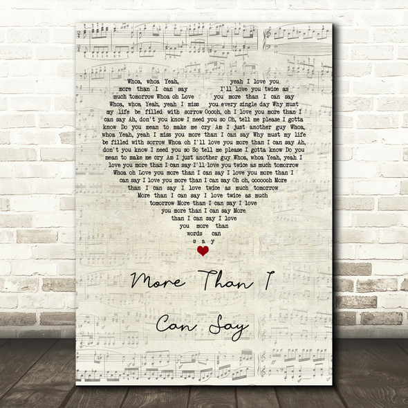 Leo Sayer More Than I Can Say Script Heart Song Lyric Music Art Print