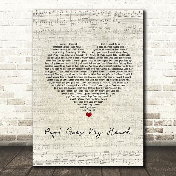 Hugh Grant Pop! Goes My Heart Script Heart Song Lyric Music Art Print