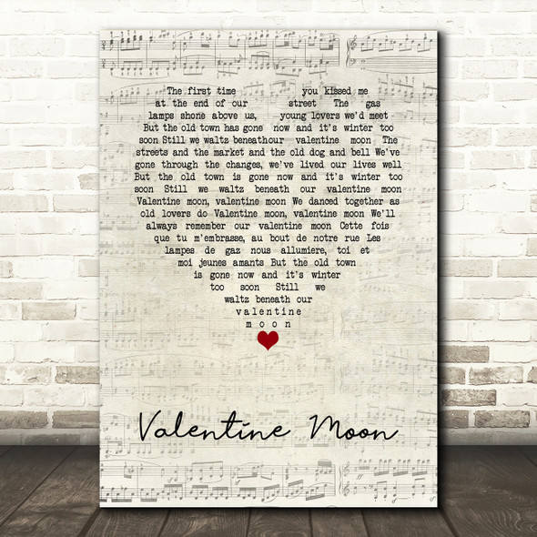 Jools Holland Valentine Moon Script Heart Song Lyric Music Art Print