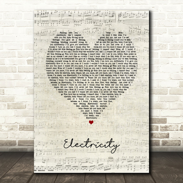 James Veck-Gilodi Electricity Script Heart Song Lyric Music Art Print