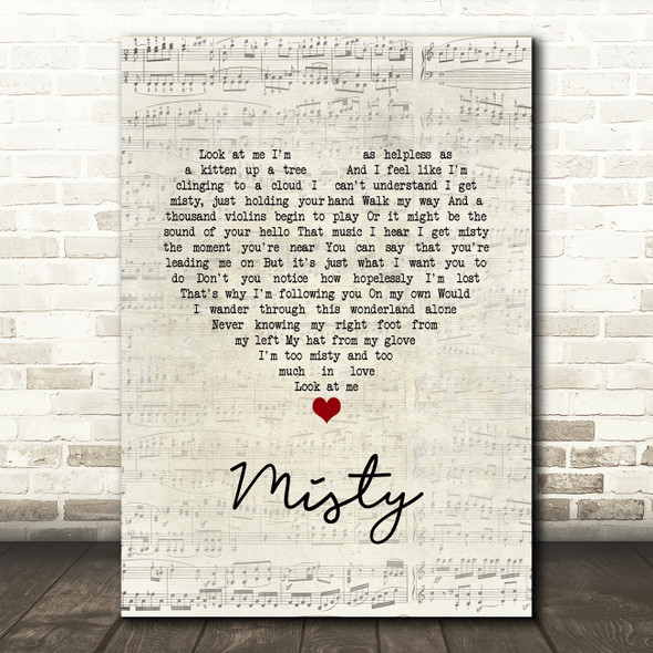 Johnny Mathis Misty Script Heart Song Lyric Music Art Print