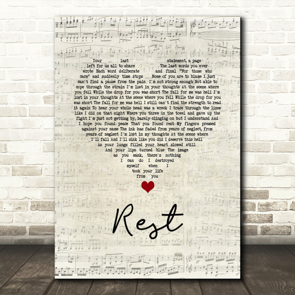 Wilderness Rest Script Heart Song Lyric Music Art Print