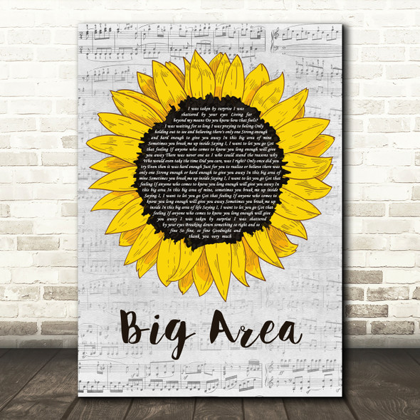 Then Jerico Big Area Grey Script Sunflower Song Lyric Music Art Print