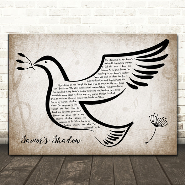 Blake Shelton Savior's Shadow Vintage Dove Bird Song Lyric Music Art Print