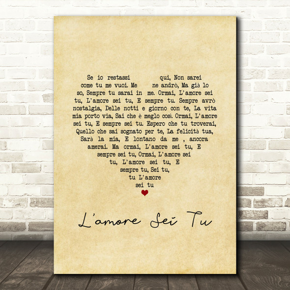 Katherine Jenkins L'amore Sei Tu (I Will Always Love You) Vintage Heart Song Lyric Music Art Print