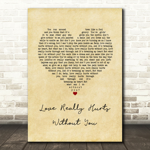 Billy Ocean Love Really Hurts Without You Vintage Heart Song Lyric Music Art Print