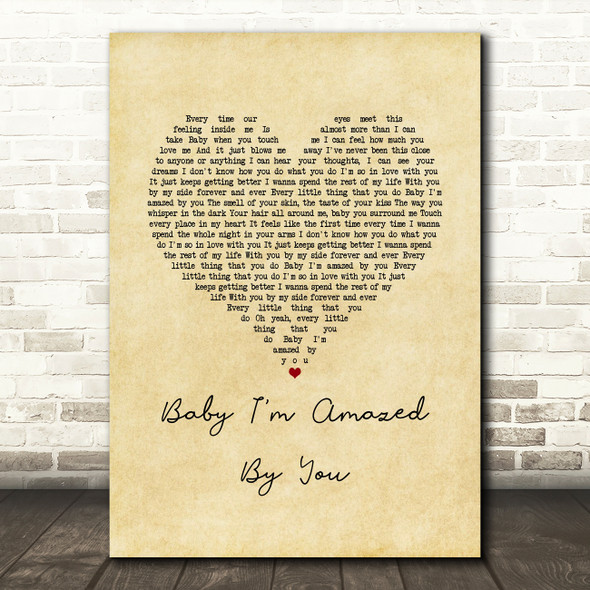 BRYAN ADAMS Baby I'm Amazed By You Vintage Heart Song Lyric Music Art Print