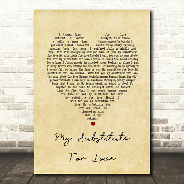 Madonna No Substitute For Love Vintage Heart Song Lyric Music Art Print