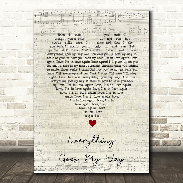 Metronomy Everything Goes My Way Vintage Heart Song Lyric Music Art Print