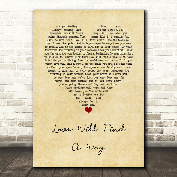 Lionel Richie Love Will Find A Way Vintage Heart Song Lyric Music Art Print
