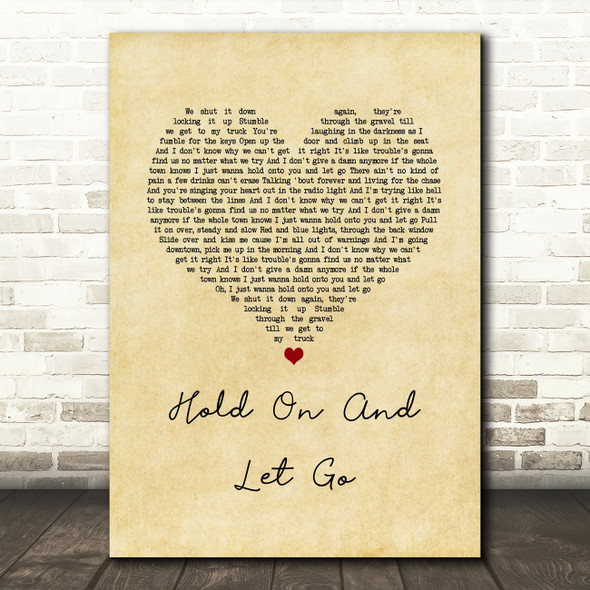 Sam Riggs Hold On And Let Go Vintage Heart Song Lyric Music Art Print