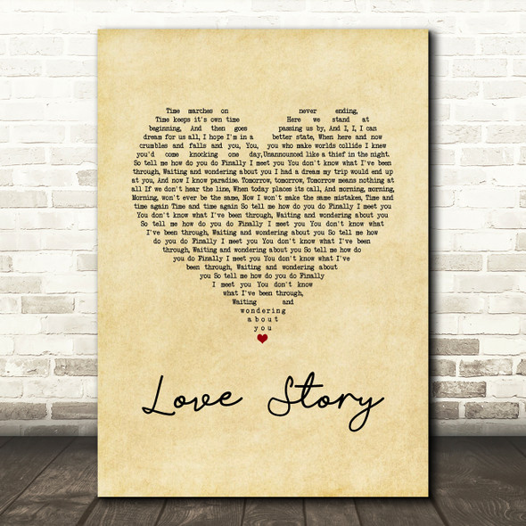 Layo & Bushwacka! Love Story Vintage Heart Song Lyric Music Art Print