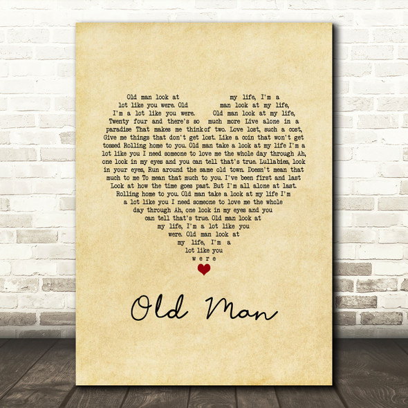 Neil Young Old Man Vintage Heart Song Lyric Music Art Print