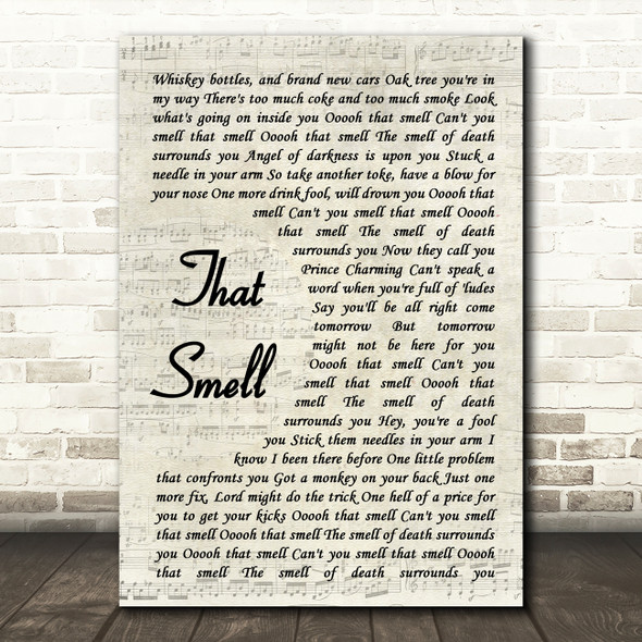 Lynyrd Skynyrd That Smell Vintage Script Song Lyric Music Art Print