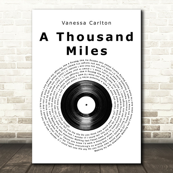 Vanessa Carlton A Thousand Miles Vinyl Record Song Lyric Music Art Print