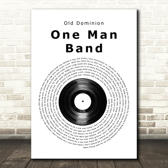 Old Dominion One Man Band Vinyl Record Song Lyric Music Art Print