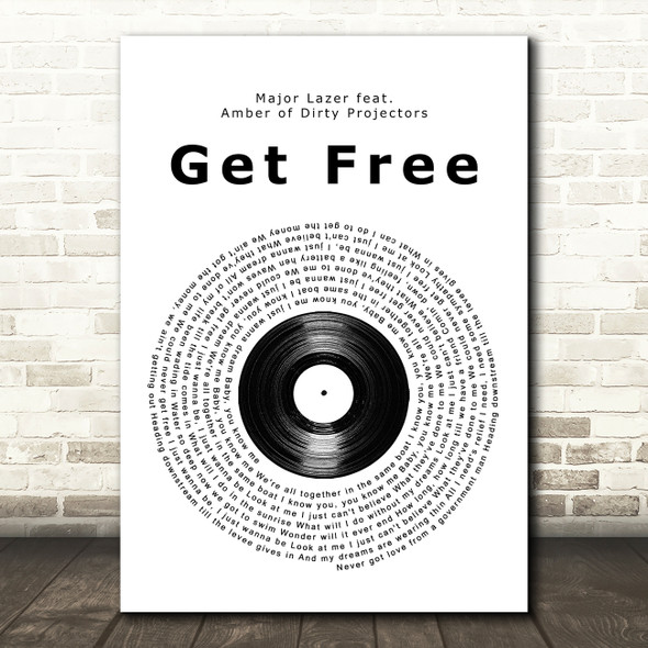 Major Lazer feat. Amber of Dirty Projectors Get Free Vinyl Record Song Lyric Music Art Print