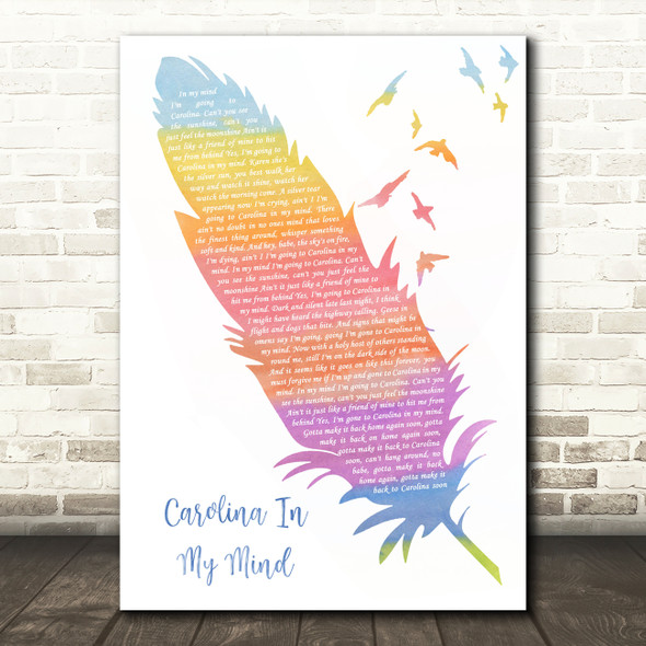 James Taylor Carolina In My Mind Watercolour Feather & Birds Song Lyric Music Art Print