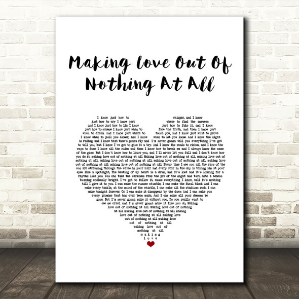Air Supply Making Love Out Of Nothing At All White Heart Song Lyric Music Art Print