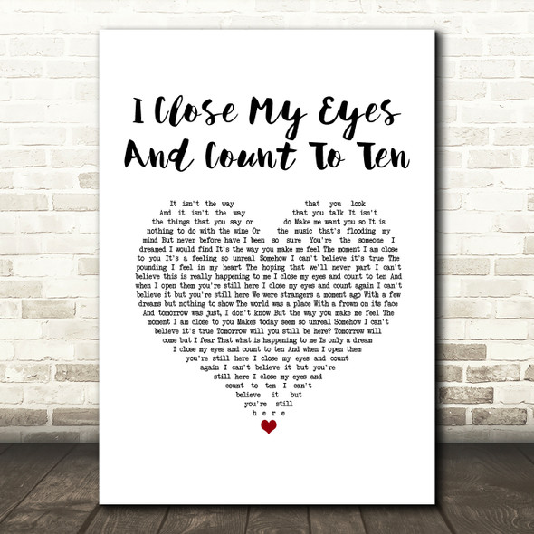 Dusty Springfield I Close My Eyes And Count To Ten White Heart Song Lyric Music Art Print