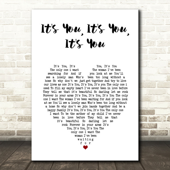 Joe Dolan It's You, It's You,It's You White Heart Song Lyric Music Art Print