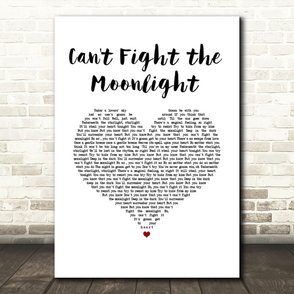 LeAnn Rimes Can't Fight the Moonlight White Heart Song Lyric Music Art Print
