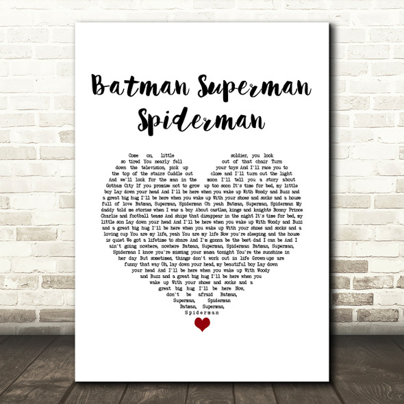 Rod Stewart Batman Superman Spiderman White Heart Song Lyric Music Art Print