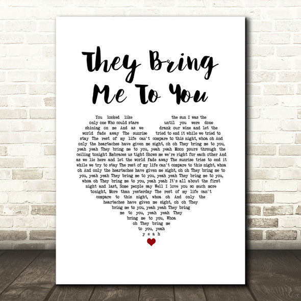 Joshua Radin They Bring Me To You White Heart Song Lyric Music Art Print
