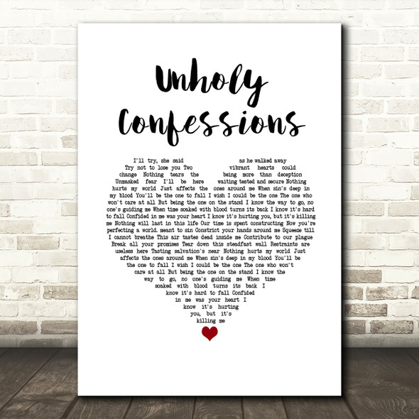 Avenged Sevenfold Unholy Confessions White Heart Song Lyric Music Art Print