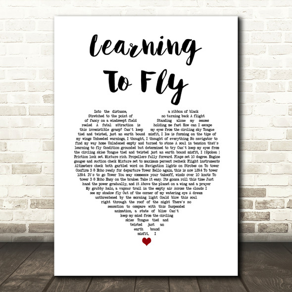 Pink Floyd Learning To Fly White Heart Song Lyric Music Art Print