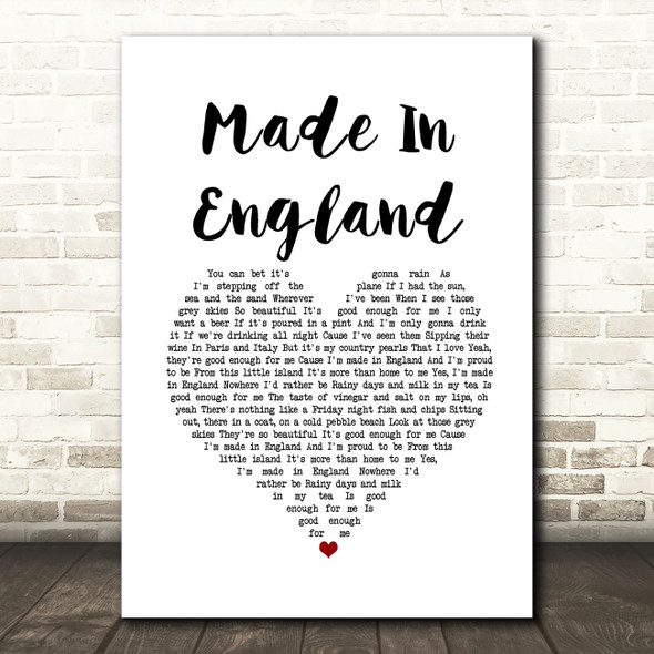 The Shires Made In England White Heart Song Lyric Music Art Print