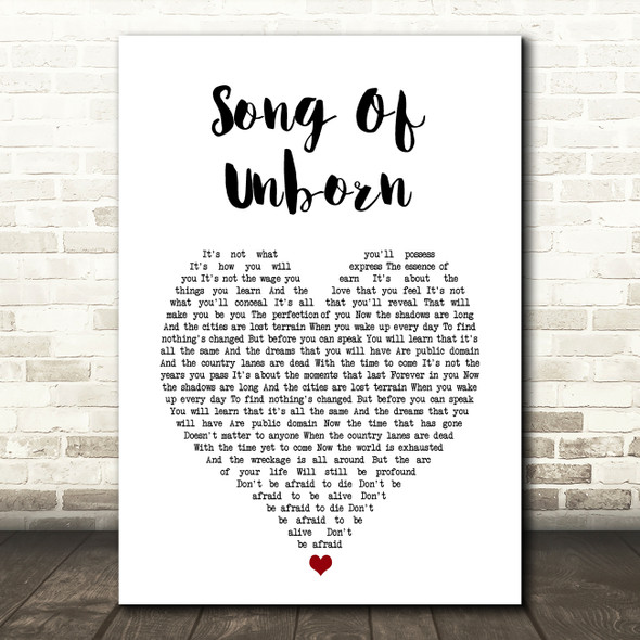 Steven Wilson Song Of Unborn White Heart Song Lyric Music Art Print