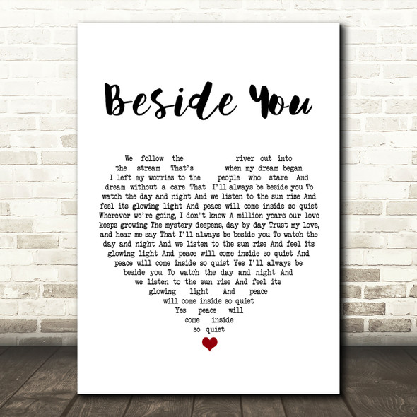 Simply Red Beside You White Heart Song Lyric Music Art Print
