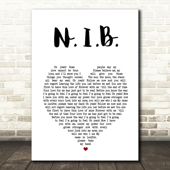 Black Sabbath N.I.B. White Heart Song Lyric Music Art Print