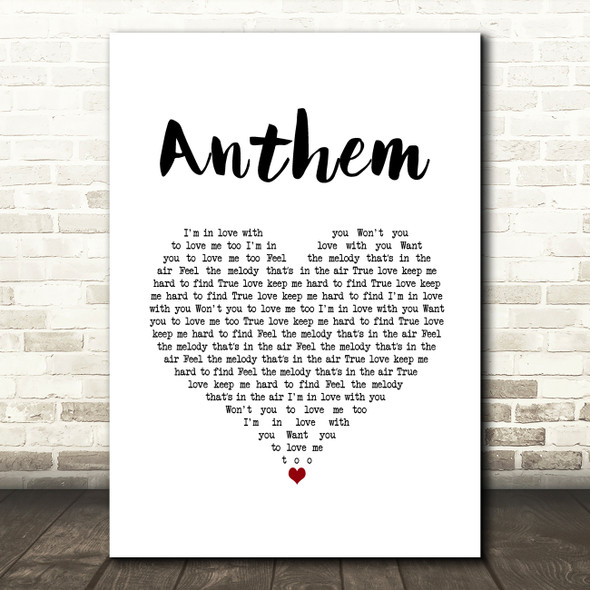 N joi Anthem White Heart Song Lyric Music Art Print